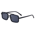 Gafas de sol cuadradas negras clásicas con diseño retro de doble puente para hombre y mujer - Negro mate