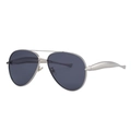 Lunettes de soleil aviateur en métal argenté avec verres gris et branches larges, vue de profil - Monture Nickel Blanc Verres Gris
