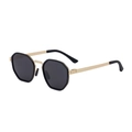 Gafas de sol octagonales polarizadas con montura negra mate y patillas de metal dorado - C4 Montura Dorado Negro Lentes Grises