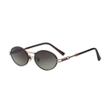 Retro oval sunglasses with gradient brown lenses and golden metal bridge on white background - Gold Brown Frame Tea Grey Lens