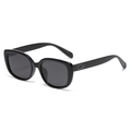 Square polarized sunglasses for women with black glossy frames and metallic accents - Bright Black (C1)