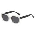 Classic square frame polarized sunglasses for women with black and white contrast design - Solid White (C2)