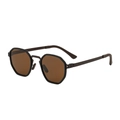 Polarized polygon sunglasses with black frame and brown lenses for outdoor driving - C6 Tea Black Tea