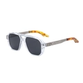 Transparent aviator sunglasses with grey lenses and silver engraved metal temples - Transparent Frame Silver Temple Gray Lens (C8)
