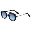 Occhiali da sole aviator retrò punk con montatura nera a doppio ponte e lenti sfumate blu - Montatura Nero Sabbia Anello Blu Sabbia Lente Marrone Blu Bianco (C6)