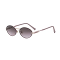 Eleganti occhiali da sole ovali con montatura rosa chiaro, lenti sfumate e dettagli dorati - Montatura Oro Rosa Lente Grigio Rosa