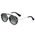 Occhiali da sole pilot vintage con montatura nero-oro e lenti sfumate - Montatura Oro Anello Nero Lucido Lente Verde Giallo (C7K)