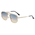 Fashion square aviator sunglasses with gold metal frame and blue-yellow gradient lenses - Shiny Gold Frame Green Yellow Lens(C5)