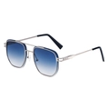 Square metal sunglasses with blue gradient lenses and silver frame for men - Gold Black Frame Blue Gradient Lens (C6)