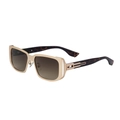 Moderne quadratische Sonnenbrille aus Goldmetall mit braunen Gläsern und Schildpattbügeln - Matt Gold Braun Grau