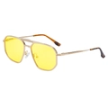 Square aviator sunglasses with yellow lenses, gold double-bridge metal frame and amber tips - Shiny Gold Tortoise Frame Night Vision Yellow Lens(C6)