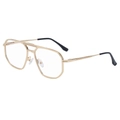 Champagne gold double bridge pilot sunglasses with black metal temples and clear lenses - Shiny Gold Frame Clear Light Blue Coating Lens(C7)