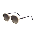 Men's square fashion sunglasses with gold metal frame and dark grey gradient lenses - C3 Light Gold Frame Tea Gray (Short Temples)