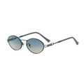 Oval metal sunglasses with grey blue frame and blue-yellow gradient lenses for women - Silver Green Frame Green Yellow Lens (C7)
