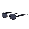 Stylish women's oval sunglasses in black, featuring sleek temples for a modern look. - Matte Black Frame All Gray Lens