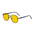Retro square sunglasses with black metal frame and yellow transparent lenses for men - C5 Black Frame Yellow Lens (Short Temples)