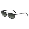 Modern square black metal sunglasses for men with dark gray gradient lenses and double bridge - Black Frame Grey Green Lens (C4)