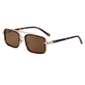 Gafas de sol cuadradas vintage con montura de carey y diseño de doble puente oro - Carey Retro