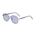 Fashion square metal sunglasses with silver frame and purple gradient lenses - C6 Light Gunmetal Gray Blue Coating (Short Temples)