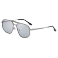 Retro gunmetal pilot sunglasses with double-bridge frame and light grey lenses - Matte Silver Frame Silver Mirror Lens(C10)