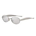 Silver metal oval sunglasses with slim frame and light grey transparent lenses - Bright Silver Frame Light Mercury White Lens