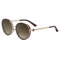 Gafas de sol redondas estilo punk con patillas doradas y lentes degradadas marrones - Marco Dorado (Degradado Té Gris) (C3金茶灰)