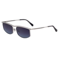 Men's dark grey metal double bridge sunglasses with gradient blue rectangle lenses - Silver Frame Grey Blue Gradient Lens (C5)