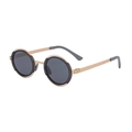 Lunettes de soleil rondes polarisées avec monture en métal doré et bord noir pour conduire - Monture Or Gris Verres Gris Clair