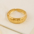Irregular geometric gold open ring with embossed star patterns and matte metallic finish - Star Style (A4693)
