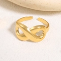 Golden irregular infinity ring with S925 engraving and adjustable open band design - Infinity Symbol Design