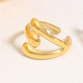 Anello aperto barocco irregolare stile liquido in acciaio inossidabile dorato - Stile a Goccia Aerodinamico Astratto (A4688)