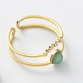 Bohemian 18K gold-plated titanium ring with green natural stone and zirconia accents - Gold with Green Stone