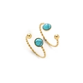 Twisted stainless steel ring with turquoise stone and golden bead in vintage style - Vintage Twisted Lake Blue