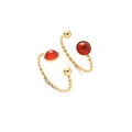 Minimalist gold-plated twist ring featuring a red gemstone inlay with an open design - Vintage Twisted Red