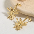 Golden starfish sunburst earrings with a textured lava finish for a unique ocean style - Sun Pattern (A4731)
