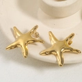 Golden starfish earrings in ocean element design with polished metallic finish - Pentagonal Starfish Pattern (A4732)