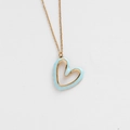Minimalistische Goldkette mit einem hellblau emaillierten, hohlen Herzanhänger Design - Himmelblau