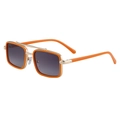 Gafas de sol cuadradas polarizadas con montura naranja, detalles dorados y lentes grises - Naranja