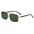 Gafas de sol polarizadas cuadradas para hombre con patillas de camuflaje y puente de metal - Verde Militar