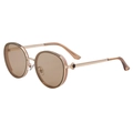Retro round sunglasses with tea lenses and elegant golden metal frame for women - Gold Frame (Light Orange Lenses) (C7 Gold Light Orange)