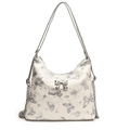 Weiße Ledertasche mit Schmetterlingsdrucken und Metallschnalle für Damen Mode - Silber