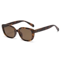 Polarized square tortoiseshell sunglasses with brown lenses and silver metal temple decor - Tortoise Shell (C4)