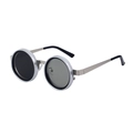 Gafas de sol redondas plateadas con filtro ND ajustable y diseño mecánico con puntas negras - Negro Plateado