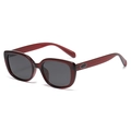 Polarized square sunglasses featuring dark red translucent frames and grey lenses - Angola Red (C5)