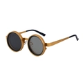 Gafas steampunk con montura de metal dorado y lentes grises con protección UV400 - Negro Dorado