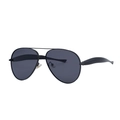Lunettes de soleil aviateur en métal noir avec monture à double pont et verres gris - Monture Noir Mat Verres Gris