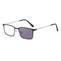 Occhiali da sole quadrati nero e argento con lenti fotocromatiche viola in vista laterale - C3 Argento Nero/Vira al Grigio