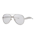 Silver metal aviator sunglasses with transparent lenses and wide streamlined temples - Bright Silver Frame Light Mercury White Lens