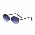 Gafas de sol sin montura con lentes degradadas de color púrpura a azul y patillas negras - Montura Plata Negro Lentes Grises Dobles (C3)