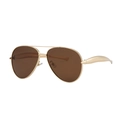 Retro aviator sunglasses with gold metal frame and brown lenses in streamlined design - Bright Gold Frame All Tea Lens